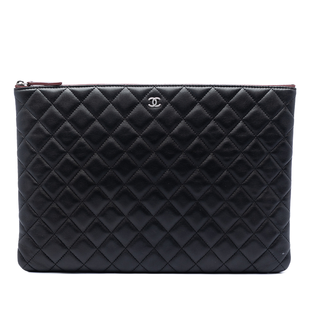 Pre-Loved Chanel Large Quilted Lambskin O Case Clutch - Picture 1 of 6